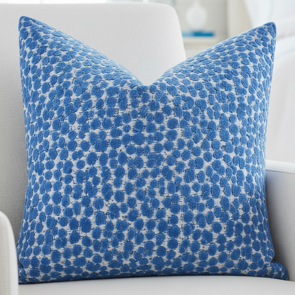 Blue Leopard Pillow - Close Texture Crop