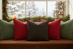 Christmas Window Bench - Vivid Noir Confetti Pillow