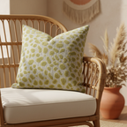 Olive Leopard Pillow in Boho Chair