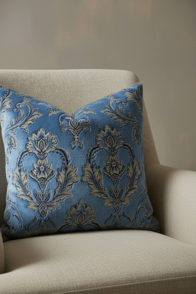 Slate Versailles Damask - Zoomed