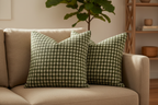 Two Mosswood Weave Pillows on Loveseat